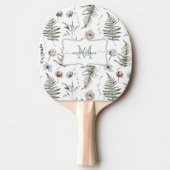 モノグラム花とシダ離れフローラ植物学 卓球ラケット (正面)