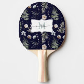 モノグラム花とシダ離れフローラ植物学 卓球ラケット (正面)