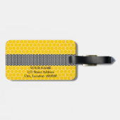 モノグラム花及びハニカムパターパーソナライズされたン ラゲッジタグ (裏面横)