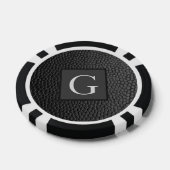 モノグラム花婿介添人グロムスマンブラックレザープリント ポーカーチップ (シングル)