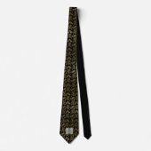 モノグラム花婿介添人グロムメンズブラック金ゴールドダマスク ネクタイ (正面)
