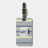 モノグラム花婿介添人groomsmenグロムスマン海軍イエロー ラゲッジタグ (正面縦)