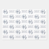 モノグラム花嫁メイドフラワーガールメイドオナーズブルー ラッピングペーパーシート (正面2)