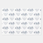 モノグラム花嫁メイドフラワーガールメイドオナーズブルー ラッピングペーパーシート (正面)