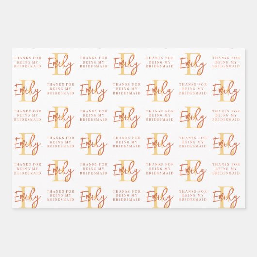 モノグラム花嫁メイド花女メイドの感謝してい名誉 ラッピングペーパーシート (正面2)