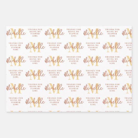 モノグラム花嫁メイド花女メイドの感謝してい名誉 ラッピングペーパーシート (正面)