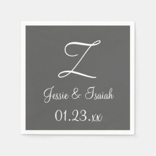 モノグラム花崗岩グレーシンプルカラフル紙ナプキン スタンダードカクテルナプキン