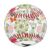 モノグラム花柄レトロスタイル2 野球ボール (裏面)