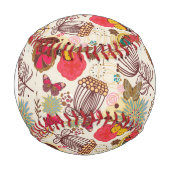 モノグラム花柄レトロスタイル4 野球ボール (正面)