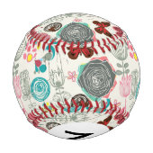 モノグラム花柄レトロスタイル5 野球ボール (裏面)