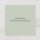 モノグラム芸術的セージ緑の呼び出しカード スクエア名刺 (裏面)