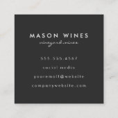 モノグラム芸術的ブラシ仕上げブラックワイングラス スクエア名刺 (裏面)