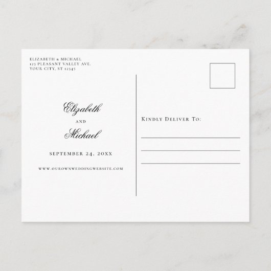 モノグラム華美クレスト日付写真を保存 案内ポストカード (裏面)