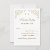 モノグラム華美ヴィンテージバロック式結婚式RSVPカード 出欠カード (正面)