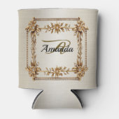 モノグラム華美金ゴールド長方形ディモンド花シャイニー 缶クーラー (正面)