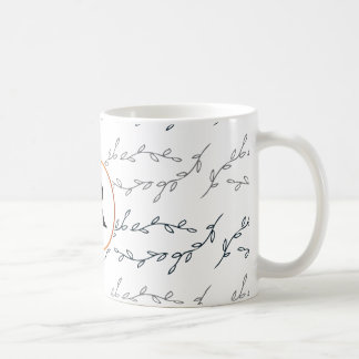 モノグラム葉と コーヒーマグカップ