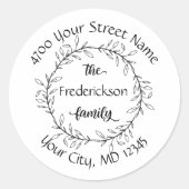 モノグラム葉の白黒アドレス ラウンドシール (正面)