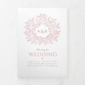 モノグラム葉ダスティ結婚バラのオールインワン 三つ折り招待状 (カバー)