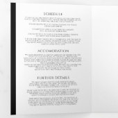 モノグラム葉ハートアート結婚白黒 三つ折り招待状 (内部最初)