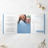 モノグラム葉ハート淡青色結婚白 三つ折り招待状 (内部)