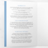 モノグラム葉ハート淡青色結婚白 三つ折り招待状 (内部最初)