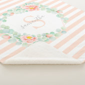 モノグラム葉ユーカリフローラ桃ストライプ シェルパブランケット (3/4)