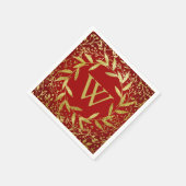 モノグラム葉リース金ゴールドグリッター スタンダードカクテルナプキン (角)