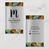 モノグラム葉/ウッドトリム/パームリーフ 名刺 (正面/裏面)