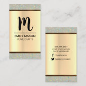 モノグラム葉/木枠/ナチュラル 名刺 (正面/裏面)