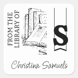 モノグラム蔵書票シール スクエアシール