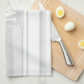 モノグラム薄い灰色のストライプ キッチンタオル (四つ折り)