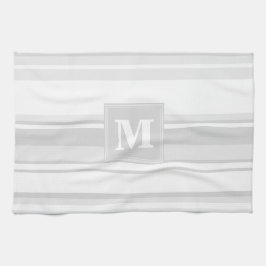 モノグラム薄い灰色のストライプ キッチンタオル