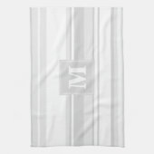 モノグラム薄い灰色のストライプ キッチンタオル (縦)