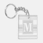 モノグラム薄い灰色のストライプ キーホルダー (正面左)