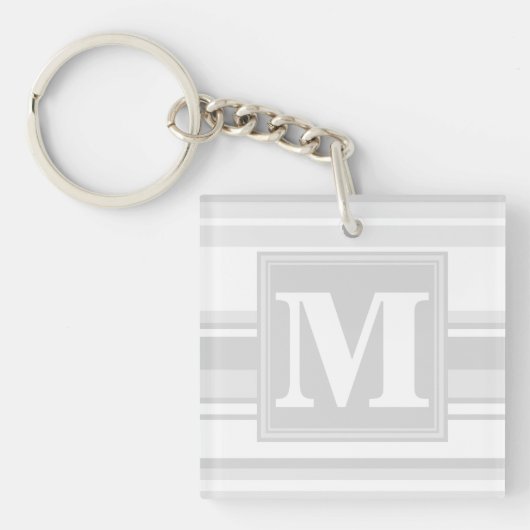 モノグラム薄い灰色のストライプ キーホルダー (正面)