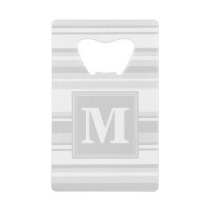 モノグラム薄い灰色のストライプ クレジットカード栓抜き