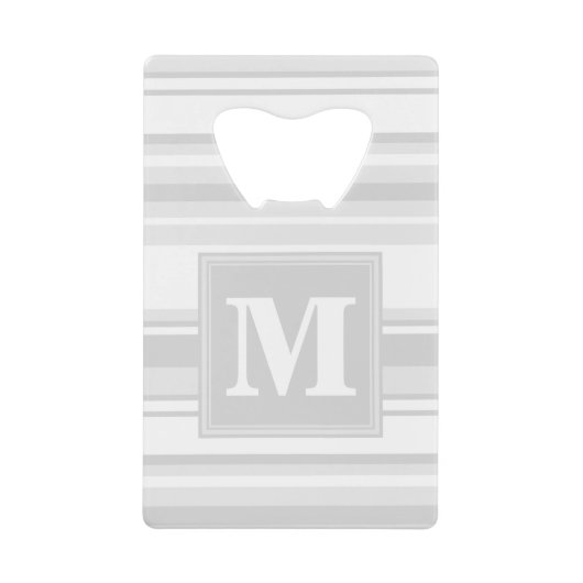 モノグラム薄い灰色のストライプ クレジットカード栓抜き (正面)
