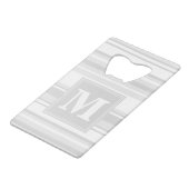 モノグラム薄い灰色のストライプ クレジットカード栓抜き (正面アングル)