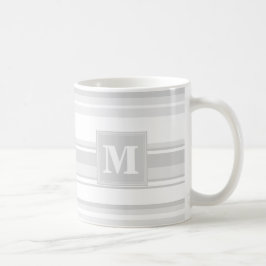 モノグラム薄い灰色のストライプ コーヒーマグカップ