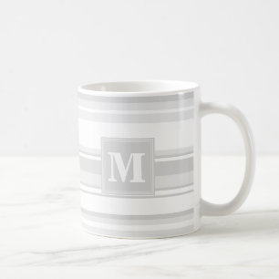 モノグラム薄い灰色のストライプ コーヒーマグカップ