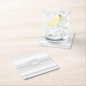 モノグラム薄い灰色のストライプ スクエアペーパーコースター (インサイチュ)