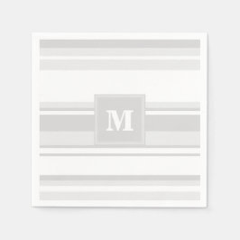 モノグラム薄い灰色のストライプ スタンダードカクテルナプキン