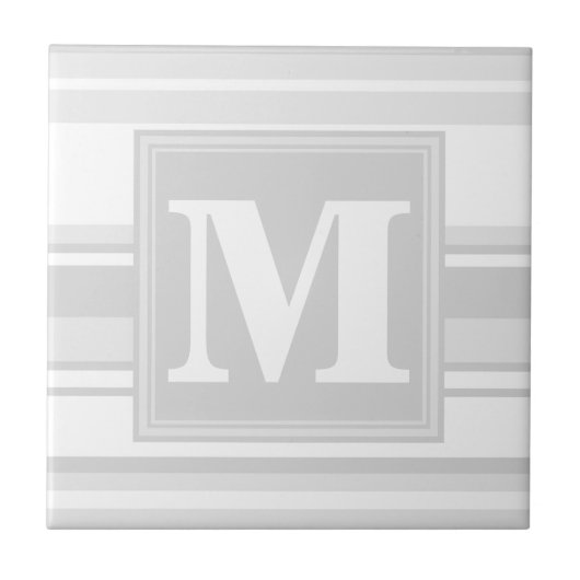 モノグラム薄い灰色のストライプ タイル (正面)