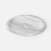 モノグラム薄い灰色のストライプ ペーパープレート (アングル)