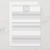 モノグラム薄い灰色のストライプ 便箋 (正面/裏面)