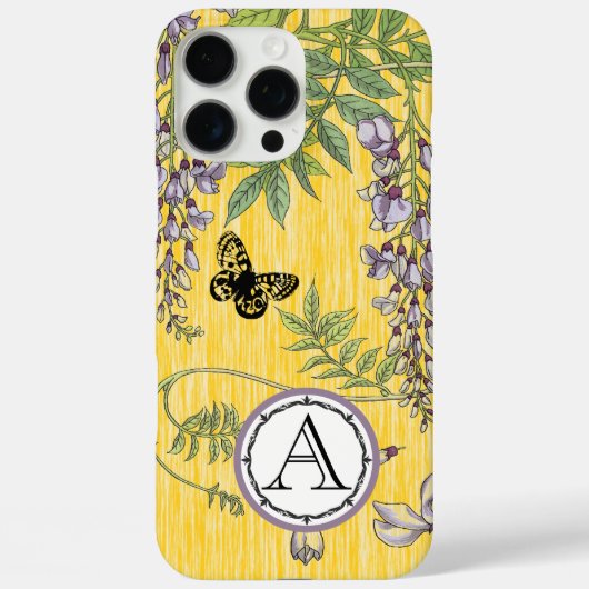 モノグラム薄紫と黄色ヴィンテージ線電話番号 Case-Mate iPhoneケース (裏面)