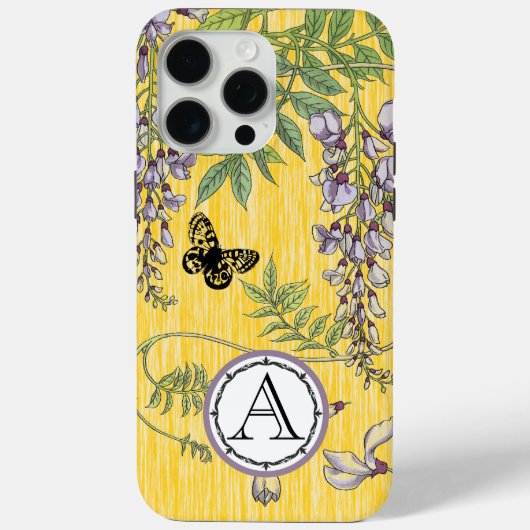 モノグラム薄紫と黄色ヴィンテージ線電話番号 Case-Mate iPhoneケース (裏面)