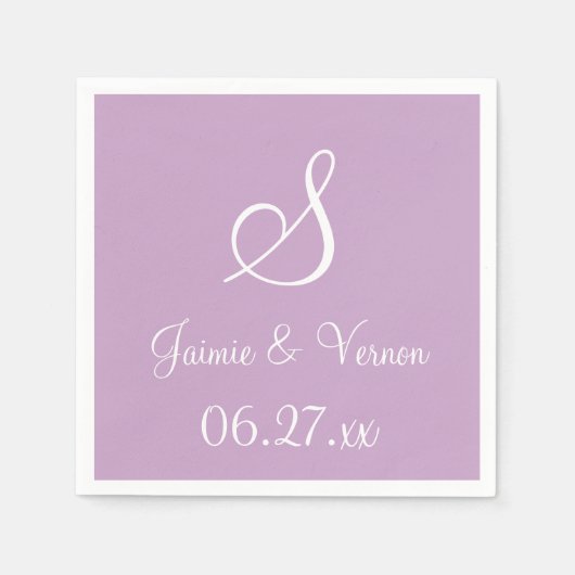 モノグラム薄紫ファッショナブルなモノクロナプキン スタンダードカクテルナプキン (正面)