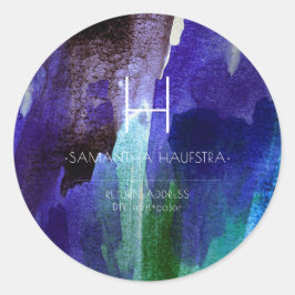 モノグラム虹色インジゴブラシ仕上げ水色 ラウンドシール