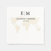 モノグラム行先旅行テーマ結婚ズ スタンダードカクテルナプキン (正面)